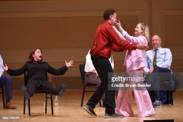 Rachel Dratch, Matt Besser, Amy Poehler and Matt Walsh perform onstage during ASSSSCAT with the Upright Citizens Brigade Live at Carnegie Hall...