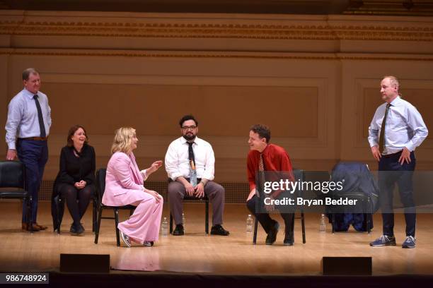 Ian Roberts, Rachel Dratch, Amy Poehler, Horatio Sanz, Matt Besser and Matt Walsh perform onstage during ASSSSCAT with the Upright Citizens Brigade...