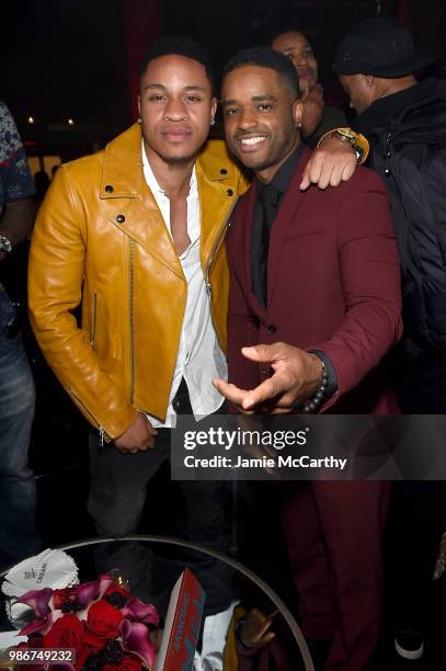 Rotimi Akinosho and Larenz Tate attend the Starz "Power" The Fifth Season NYC Red Carpet Premiere Event & After Party on June 28, 2018 in New York...