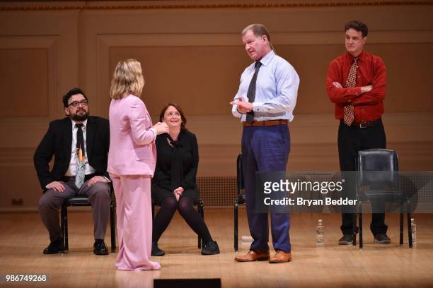 Horatio Sanz, Amy Poehler, Rachel Dratch, Ian Roberts and Matt Besser perform onstage during ASSSSCAT with the Upright Citizens Brigade Live at...