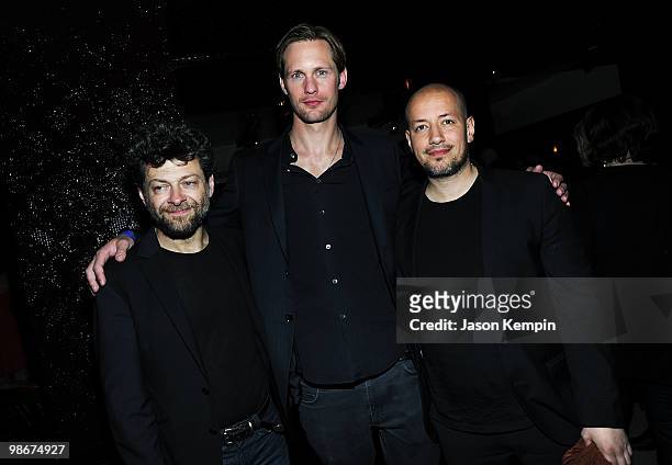 Actor Andy Serkis, actor Alexander Skarsgard and director Tarik Saleh attend the "Sex & Drugs & Rock & Roll" after party during the 2010 Tribeca Film...