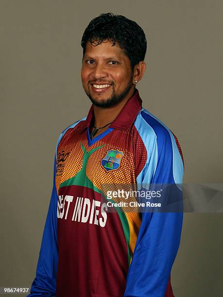 Ramnaresh Sarwan of West Indies poses during a portrait session ahead of the ICC T20 World Cup at the Pegasus Hotel on April 26, 2010 in Georgetown,...