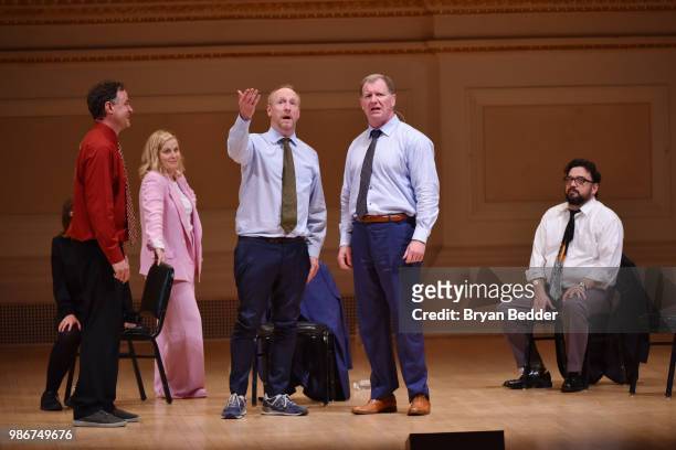 Matt Besser, Amy Poehler, Matt Walsh, Ian Roberts and Horatio Sanz perform onstage during ASSSSCAT with the Upright Citizens Brigade Live at Carnegie...