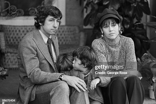 Academy Award-winning actress Jane Fonda sits on the veranda of her home with her husband, Tom Hayden, son Troy Garity, and daughter Vanessa Vadim ,...
