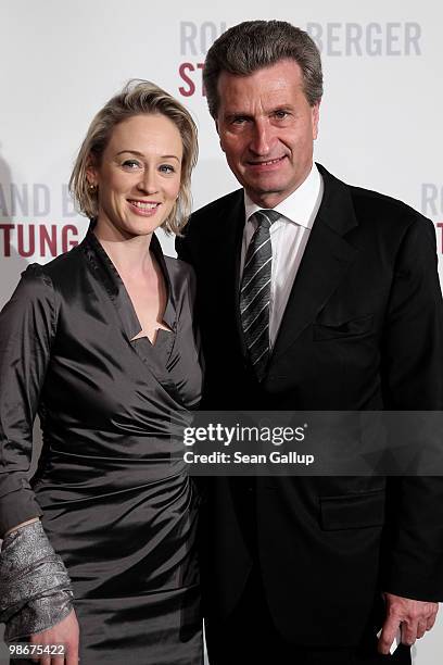 Baden-Wuerttemberg governor Guenther Oettinger and his wife Inken attend the Roland Berger Award for Human Dignity 2010 at the Konzerthaus am...