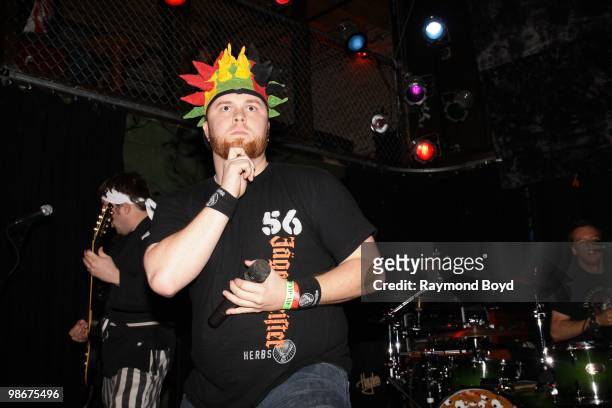 Rob "Rawrb!" Kersey of Psychostick performs at Reggie's Rock Club in Chicago, Illinois on APRIL 21, 2010.