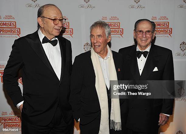 Neil Simon, Burt Bacharach and Hal David attend the "Promises, Promises" Broadway opening night after party at The Plaza Hotel on April 25, 2010 in...