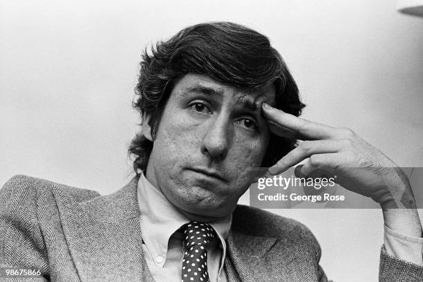 Former "Chicago Seven" defendant, social activist and California State Legislator, Tom Hayden, poses during a 1976 Pomona, California, photo...