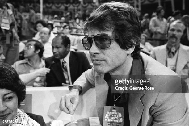 Political activist and Academy Award-winning actor, Warren Beatty, is seated as a delegate during the 1976 New York, New York, Democratic National...