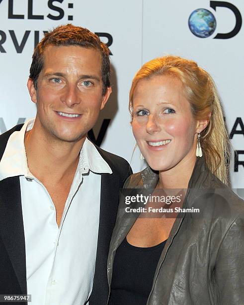 Bear Grylls and wife Shara Grylls attend the TV premiere of Bear Grylls: Born Survivor at Empire Leicester Square on April 26, 2010 in London,...
