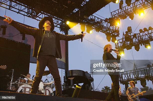 Kix Brooks and Ronnie Dunn perform at The 2010 Stagecoach Music Festival at The Empire Polo Club on April 25, 2010 in Indio, California.