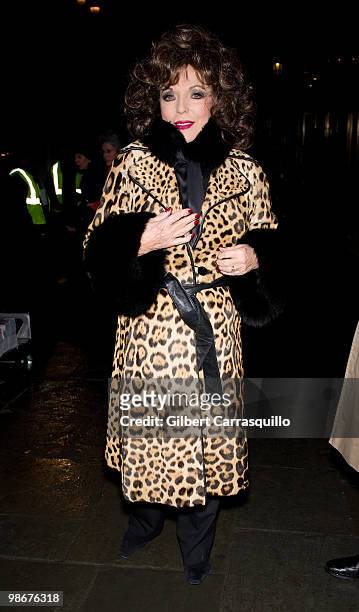 Actress Joan Collins seen around Bryant Park during Mercedes-Benz Fashion Week Fall 2010 on February 11, 2010 in New York City.