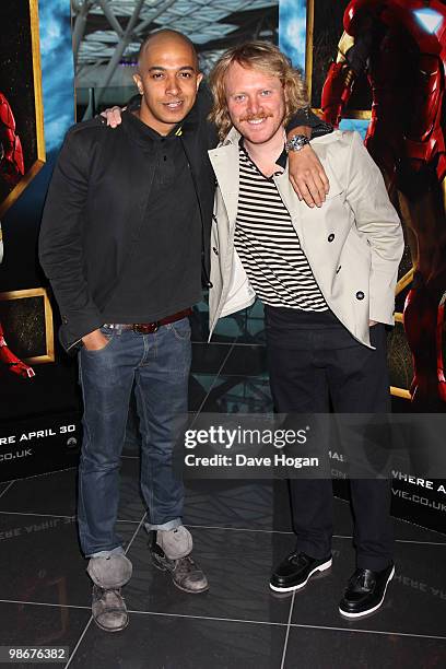 Jade Jones and Leigh Francis arrive at a VIP Screening of 'Iron Man 2' held at the Vue Westfield on April 26, 2010 in London, England.