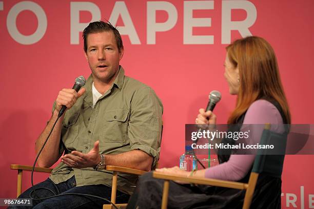 Writer/director Edward Burns and journalist Susan Orlean attend the Panel & Tribeca Talks: "Pen To Paper" during the 2010 Tribeca Film Festival at...