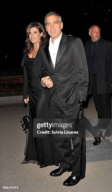 Actor George Clooney and Elisabetta Canalis attend the Opening Gala for The Times BFI London Film Festival after party for the premiere of 'Fantastic...