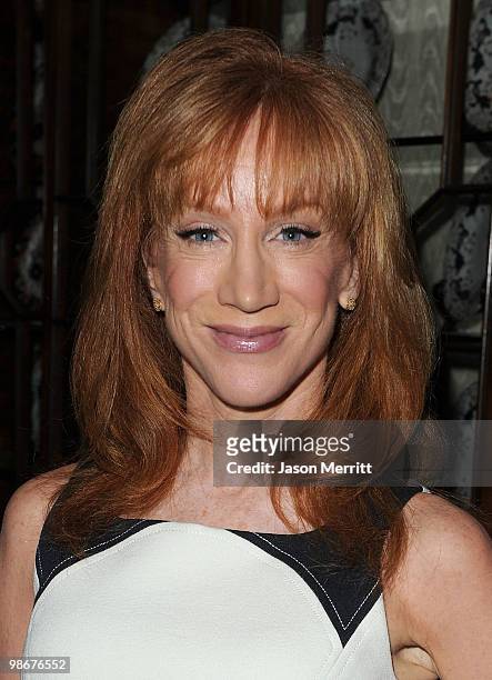 Actress Kathy Griffin, star of "Kathy Giriffin: My Life On The D-List" talks with reporters at the NBC Universal Summer Press Day on April 26, 2010...
