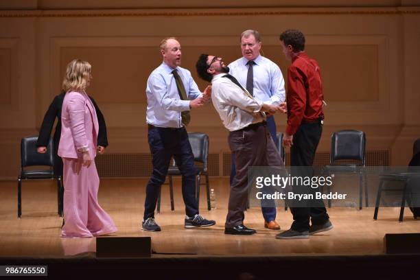 Amy Poehler, Matt Walsh, Horatio Sanz. Ian Roberts and Matt Besser perform onstage during ASSSSCAT with the Upright Citizens Brigade Live at Carnegie...