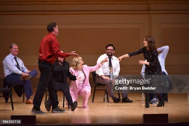 Ian Roberts, Matt Besser, Amy Poehler, Horatio Sanz and Tina Fey perform onstage during ASSSSCAT with the Upright Citizens Brigade Live at Carnegie...
