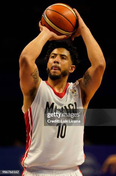 Gabriel Giron of Mexico drives to the basket during the match between Mexico and USA as part of the FIBA World Cup China 2019 Qualifiers at Gimnasio...