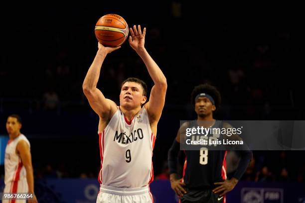 Francisco Cruz of Mexico drives to the basket during the match between Mexico and USA as part of the FIBA World Cup China 2019 Qualifiers at Gimnasio...