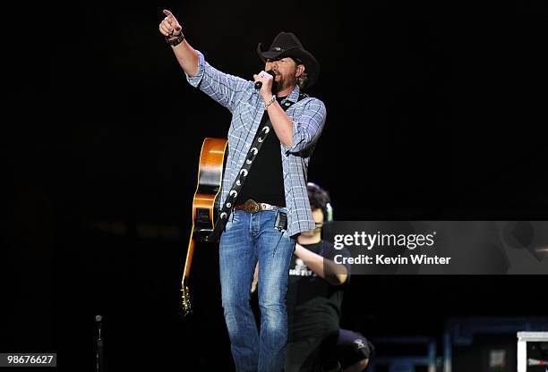 Musician Toby Keith performs during day 2 of Stagecoach: California's Country Music Festival 2010 held at The Empire Polo Club on April 25, 2010 in...