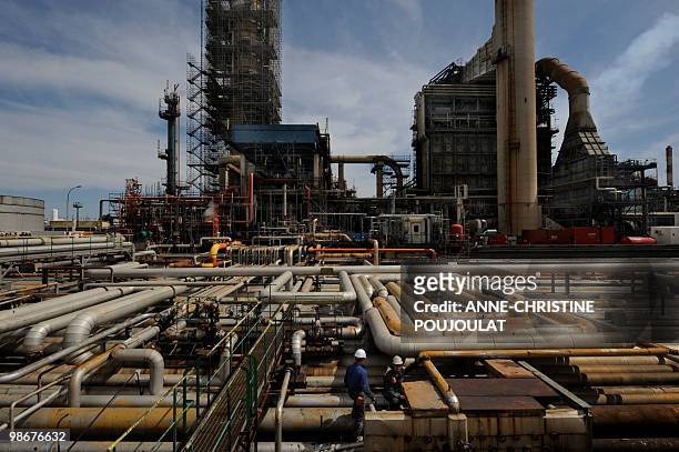 View of the mediterranean refinery of Lavera which belongs to British group Ineos, taken on April 26, 2010 in Martigues, southern France. AFP PHOTO...