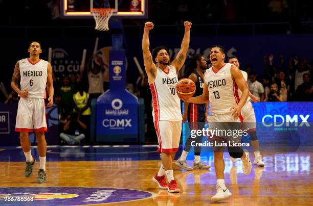 Orlando Mendez of Mexico celebrates during the match between Mexico and USA as part of the FIBA World Cup China 2019 Qualifiers at Gimnasio Juan de...