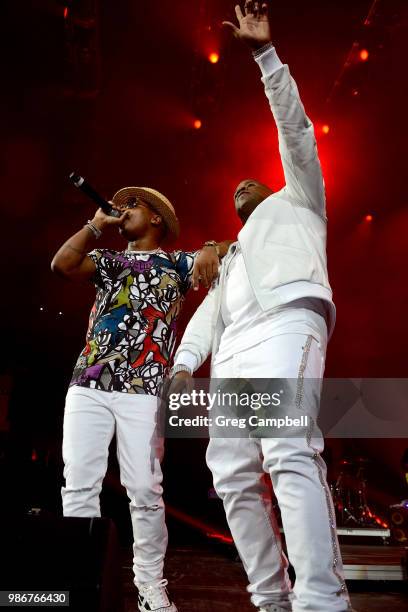 Yo Gotti and Plies perform onstage during the 6th Yo Gotti Birthday Bash at FedExForum on June 28, 2018 in Memphis, Tennessee.