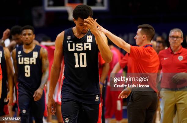 Reggie Hearn of USA gestures during the match between Mexico and USA as part of the FIBA World Cup China 2019 Qualifiers at Gimnasio Juan de la...