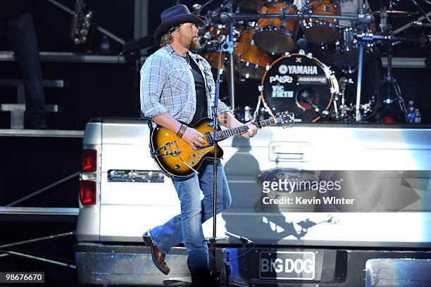 Musician Toby Keith performs during day 2 of Stagecoach: California's Country Music Festival 2010 held at The Empire Polo Club on April 25, 2010 in...
