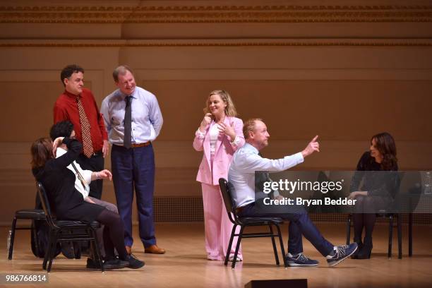 Rachel Dratch, Horatio Sanz, Matt Besser, Ian Roberts, Amy Poehler, Matt Walsh and Tina Fey perform onstage during ASSSSCAT with the Upright Citizens...