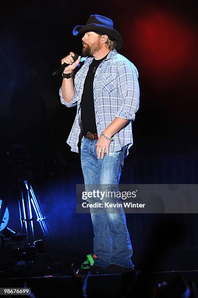 Musician Toby Keith performs during day 2 of Stagecoach: California's Country Music Festival 2010 held at The Empire Polo Club on April 25, 2010 in...