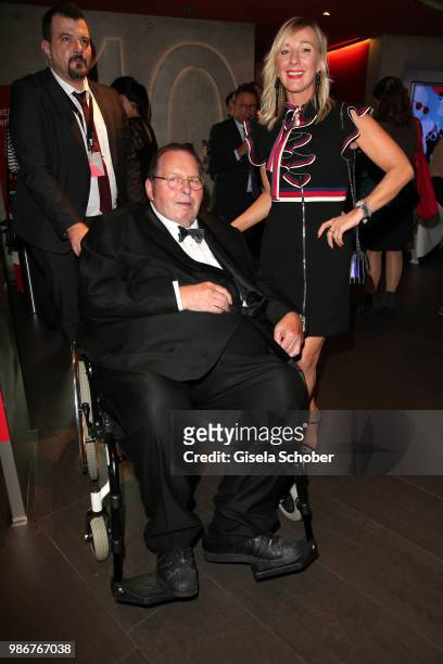 Ottfried Fischer and his girlfriend Simone Brandlmeier during the opening night of the Munich Film Festival 2018 at Mathaeser Filmpalast on June 28,...