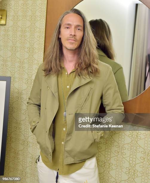 Brandon Boyd attends Diesel Presents Scott Lipps Photography Exhibition 'Rocks Not Dead' at Sunset Tower on June 28, 2018 in Los Angeles, California.