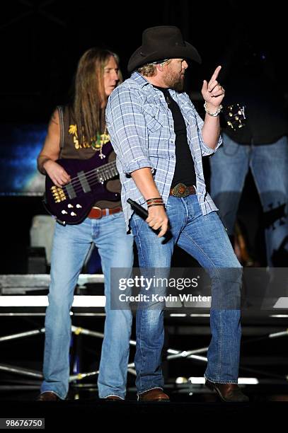 Musician Toby Keith performs during day 2 of Stagecoach: California's Country Music Festival 2010 held at The Empire Polo Club on April 25, 2010 in...