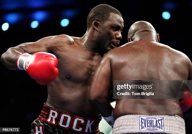 Hasim Rahman and James Toney doing battle in a close fight that went the distance on Saturday March 18, 2006 at Boardwalk Hall in Atlantic City, New...