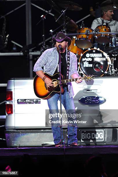 Musician Toby Keith performs during day 2 of Stagecoach: California's Country Music Festival 2010 held at The Empire Polo Club on April 25, 2010 in...