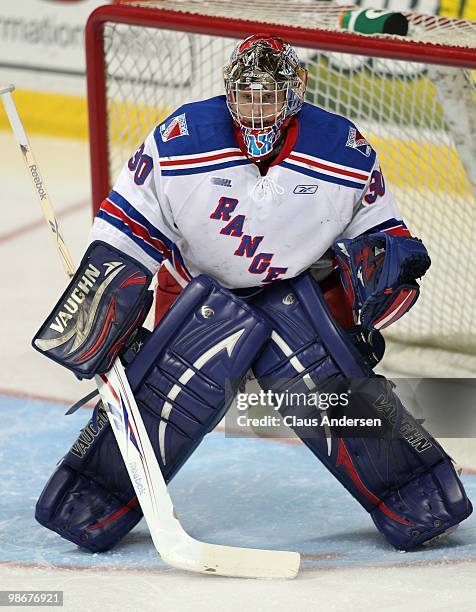 Brandon Maxwell of the Kitchener Rangers watches the play in the 5th game of the Western Conference Final against the Windsor Spitfires on April 22,...