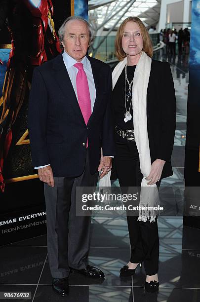 Sir Jackie Stewart with his wife Helen attend the 'Iron Man 2' VIP screening at Vue cinema Westfield on April 26, 2010 in London, England.