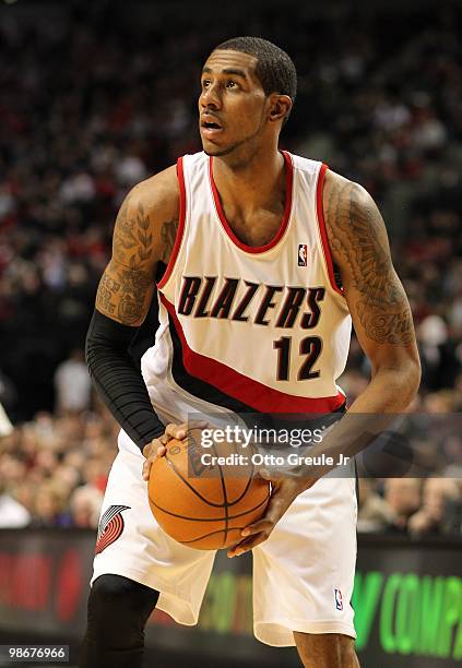 LaMarcus Aldridge of the Portland Trail Blazers in action against the Phoenix Suns during Game Four of the Western Conference Quarterfinals of the...