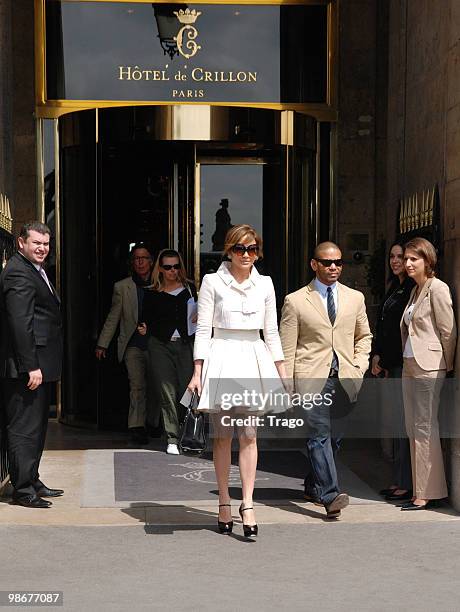 Jennifer Lopez is sighted as she is leaving Hotel Crillon on April 26, 2010 in Paris, France.