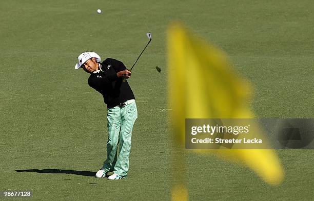 Shingo Katayama during the second round of the 2010 Masters Tournament at Augusta National Golf Club on April 9, 2010 in Augusta, Georgia.