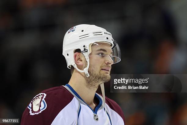 Galiardi of the Colorado Avalanche warms up in the pregame skate against the San Jose Sharks for Game Five of their Western Conference Quaterfinals...