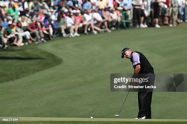 Steve Stricker during the second round of the 2010 Masters Tournament at Augusta National Golf Club on April 9, 2010 in Augusta, Georgia.