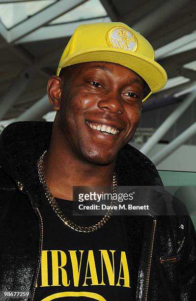 Dizzee Rascal attends the 'Iron Man 2' VIP screening at Vue Westfield on April 26, 2010 in London, England.