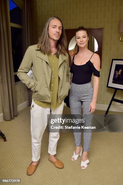 Brandon Boyd and Jenny Watwood attend Diesel Presents Scott Lipps Photography Exhibition 'Rocks Not Dead' at Sunset Tower on June 28, 2018 in Los...