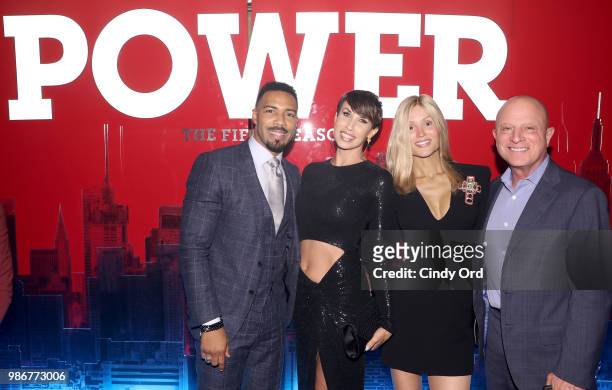 Omari Hardwick, Jennifer Pfautch, Tina Trahan and STARZ CEO Chris Albrecht attend the Starz "Power" The Fifth Season NYC Red Carpet Premiere Event &...