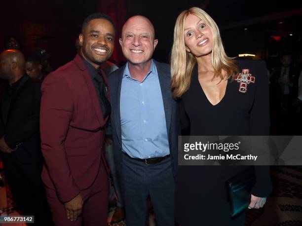 Larenz Tate, STARZ CEO Chris Albrecht, and Tina Trahan attend the Starz "Power" The Fifth Season NYC Red Carpet Premiere Event & After Party on June...