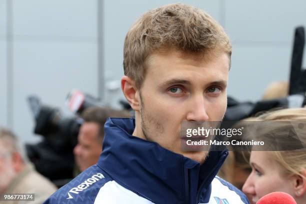 Sergey Sirotkin of Russia and Williams Martini in the paddock during previews ahead of the Formula One Grand Prix of Austria.