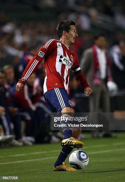 Sacha Kljestan of Chivas USA controls the ball on the wing during their MLS match against the San Jose Earthquakes at the Home Depot Center on April...